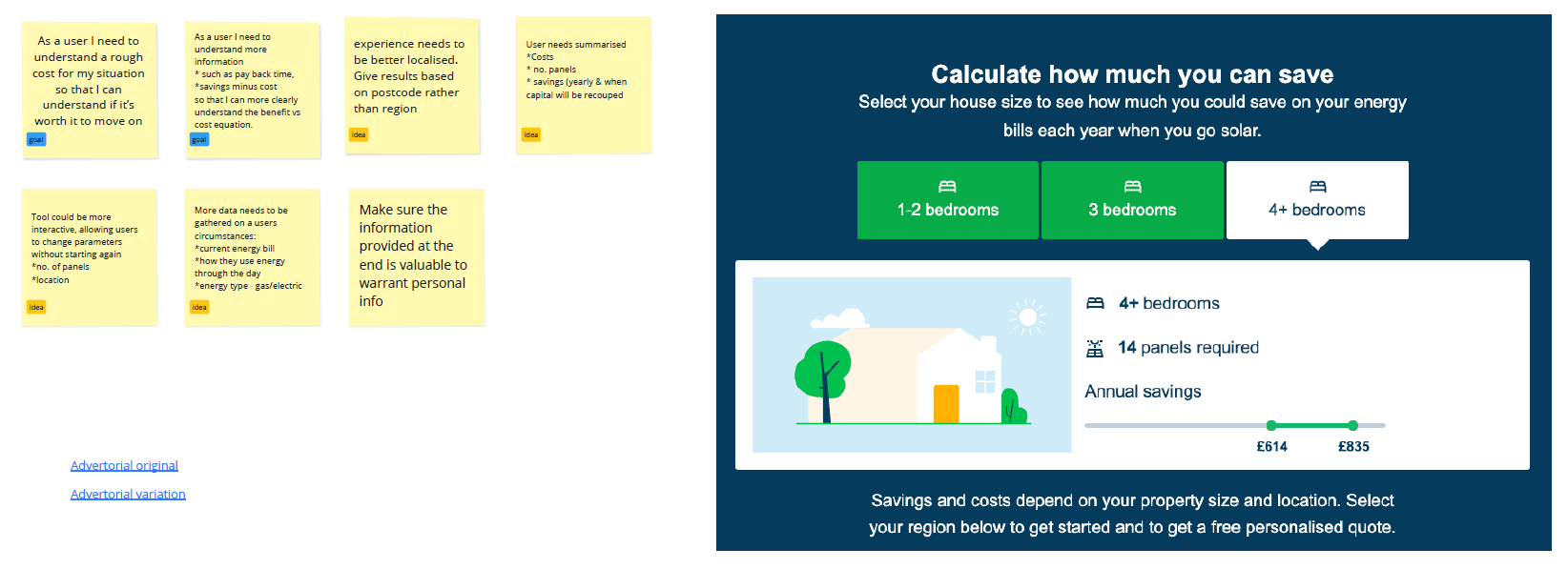 research screenshot of summarised user research